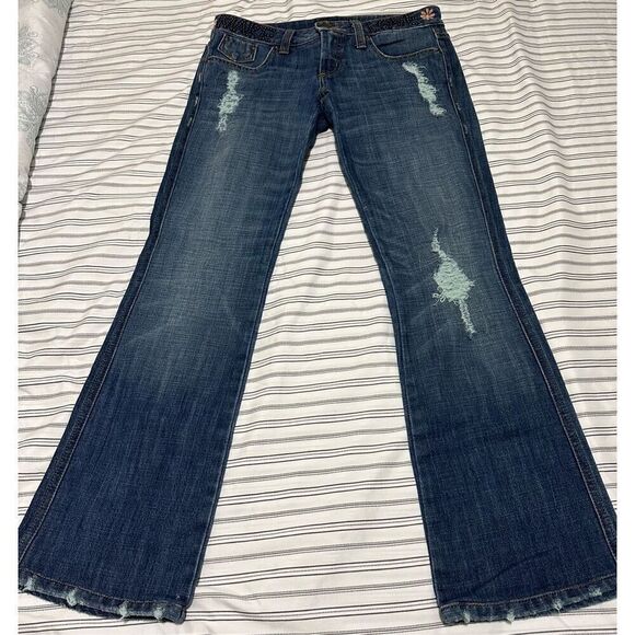 Y2K Frankie B Jeans Size 4, Inseam: 29 inches. Bootcut, Studded - Picture 2 of 11